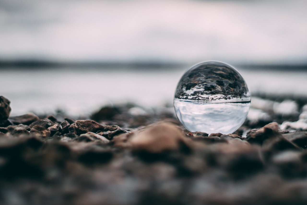 A glass ball on the ground